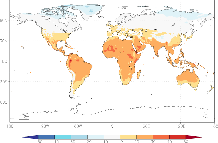 temperature (2m height, world) July-June  observed values