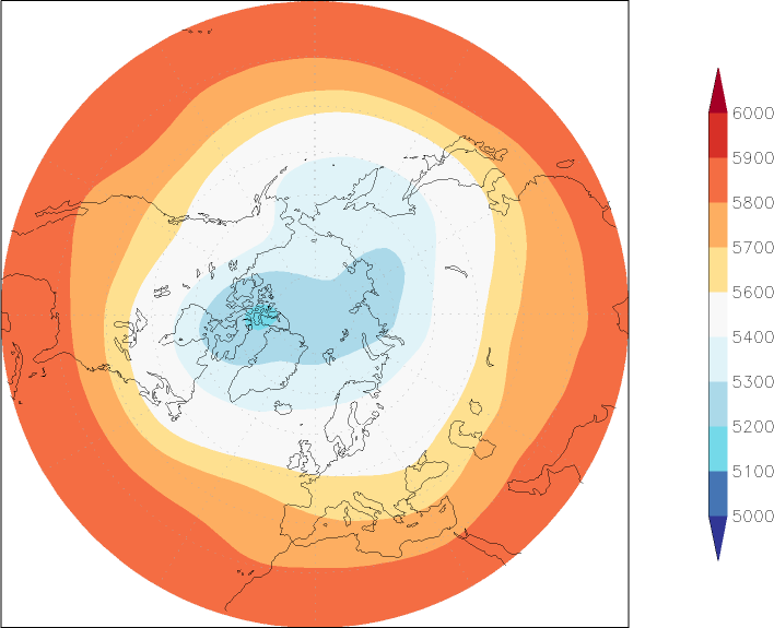 500mb height (northern hemisphere) January-December  observed values