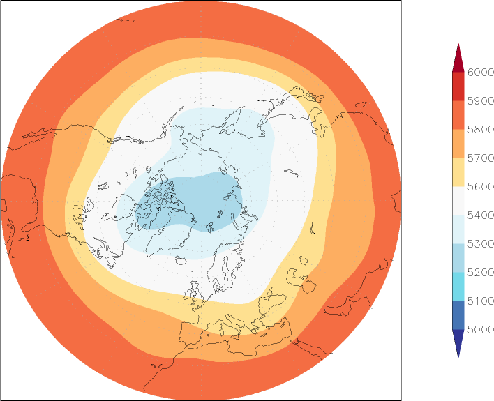 500mb height (northern hemisphere) January-December  observed values