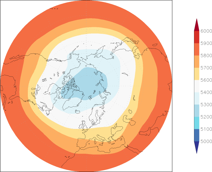 500mb height (northern hemisphere) January-December  observed values