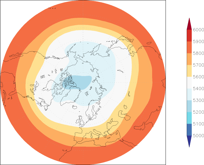 500mb height (northern hemisphere) July-June  observed values