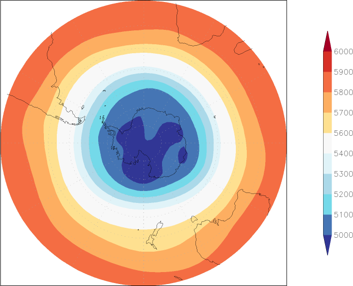 500mb height (southern hemisphere) July-June  observed values