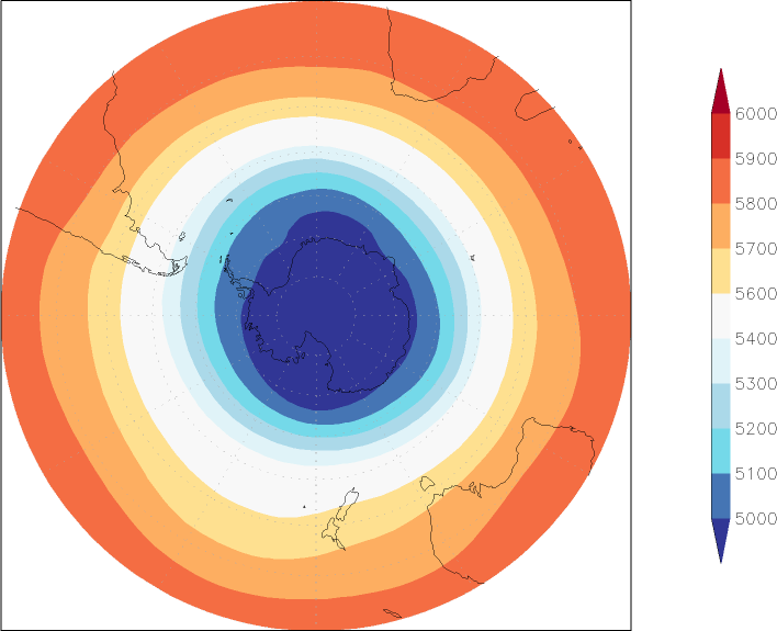 500mb height (southern hemisphere) January-December  observed values