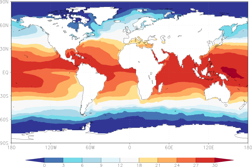 sea surface temperature July-June  observed values