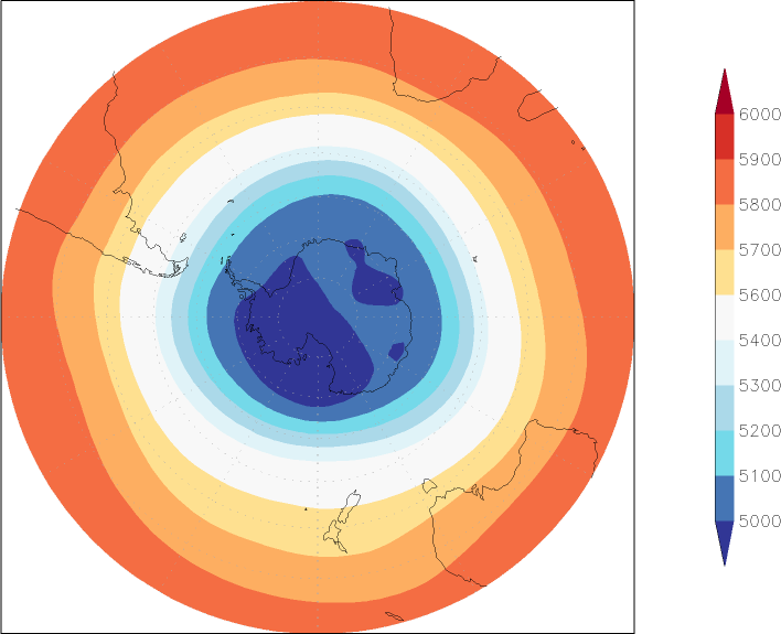 500mb height (southern hemisphere) July-June  observed values