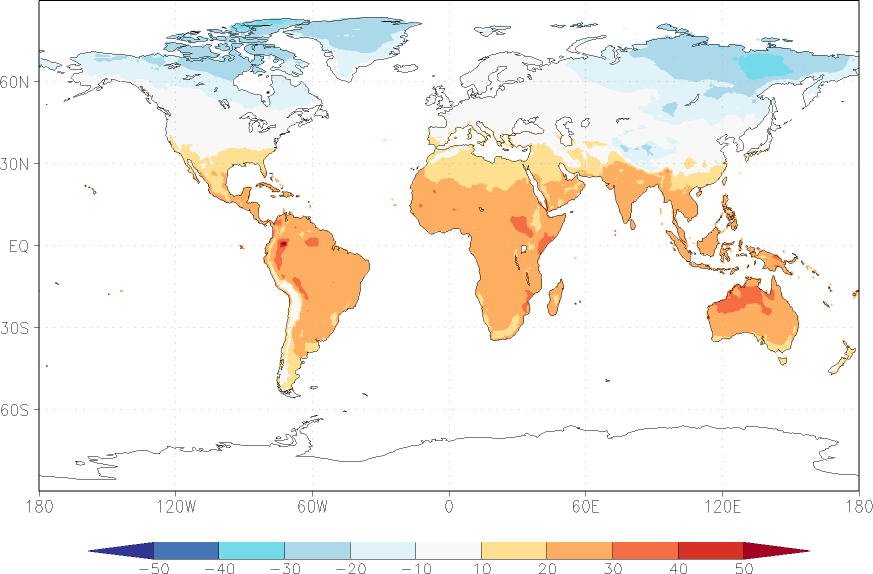 temperature (2m height, world) Winter half year (October-March)  observed values