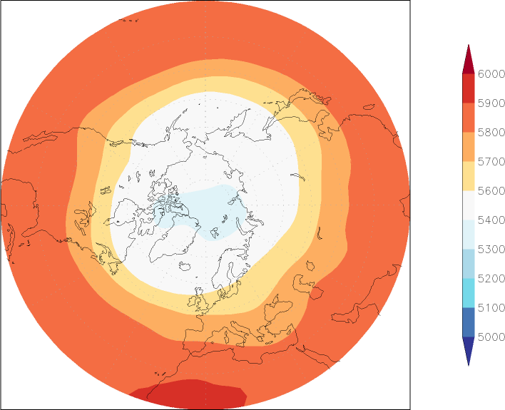 500mb height (northern hemisphere) Summer half year (April-September)  observed values