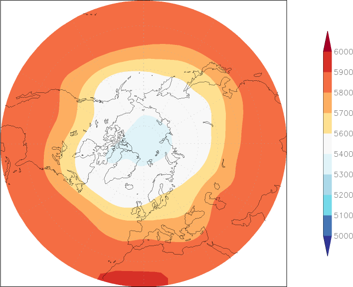 500mb height (northern hemisphere) Summer half year (April-September)  observed values