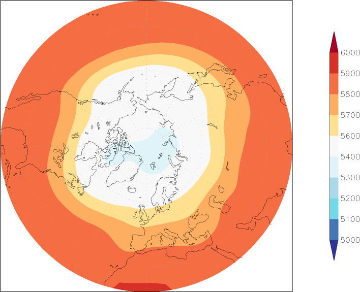 500mb height (northern hemisphere) Summer half year (April-September)  observed values