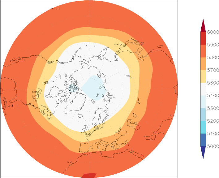 500mb height (northern hemisphere) Summer half year (April-September)  observed values