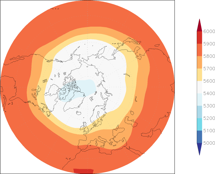 500mb height (northern hemisphere) Summer half year (April-September)  observed values