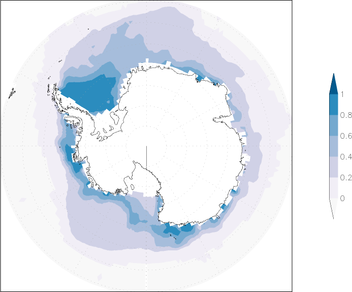 sea ice concentration (Antarctic) Winter half year (October-March)  observed values