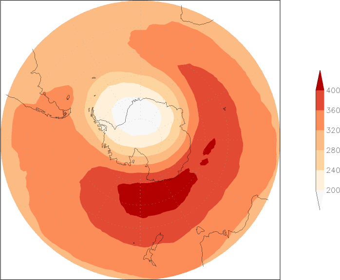ozone (southern hemisphere) Winter half year (October-March)  observed values