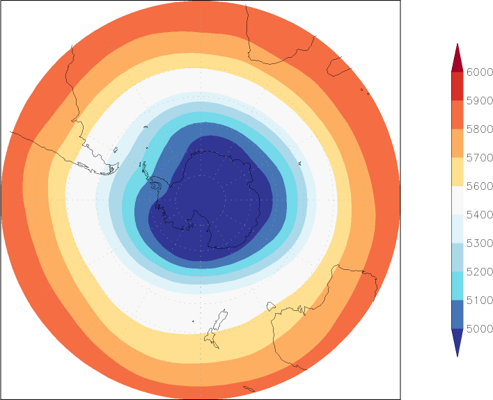 500mb height (southern hemisphere) Summer half year (April-September)  observed values