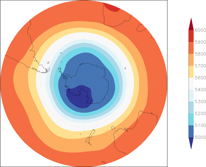 500mb height (southern hemisphere) Winter half year (October-March)  observed values