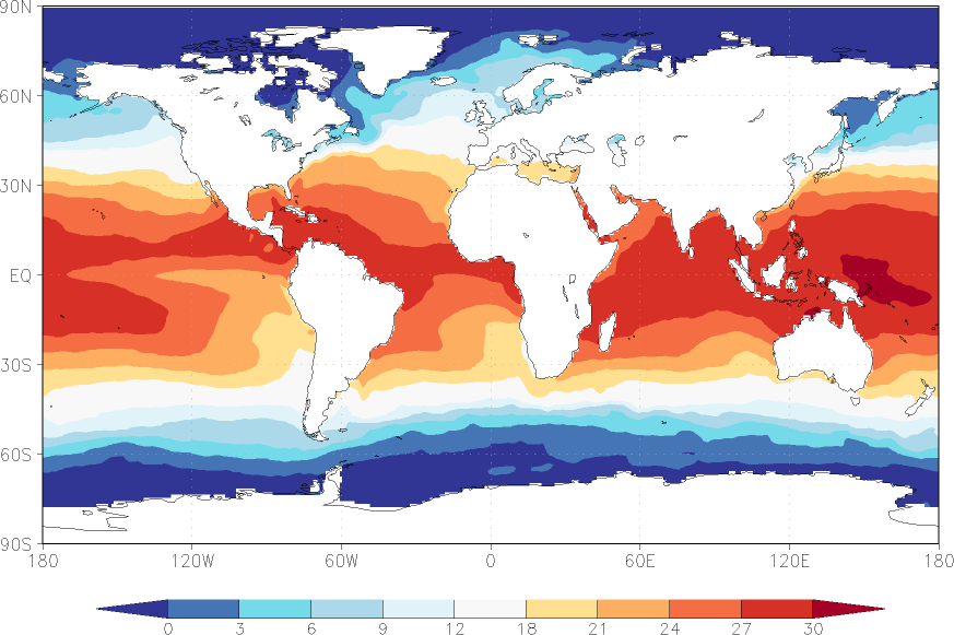 sea surface temperature Winter half year (October-March)  observed values