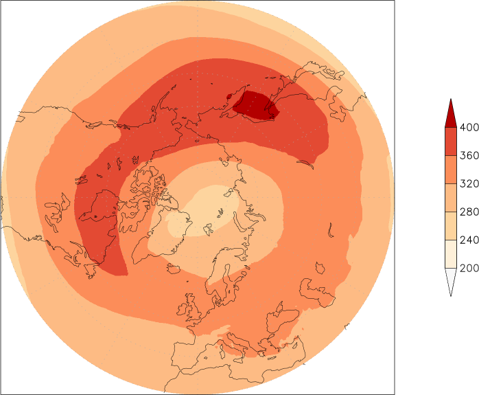 ozone (northern hemisphere) Winter half year (October-March)  observed values