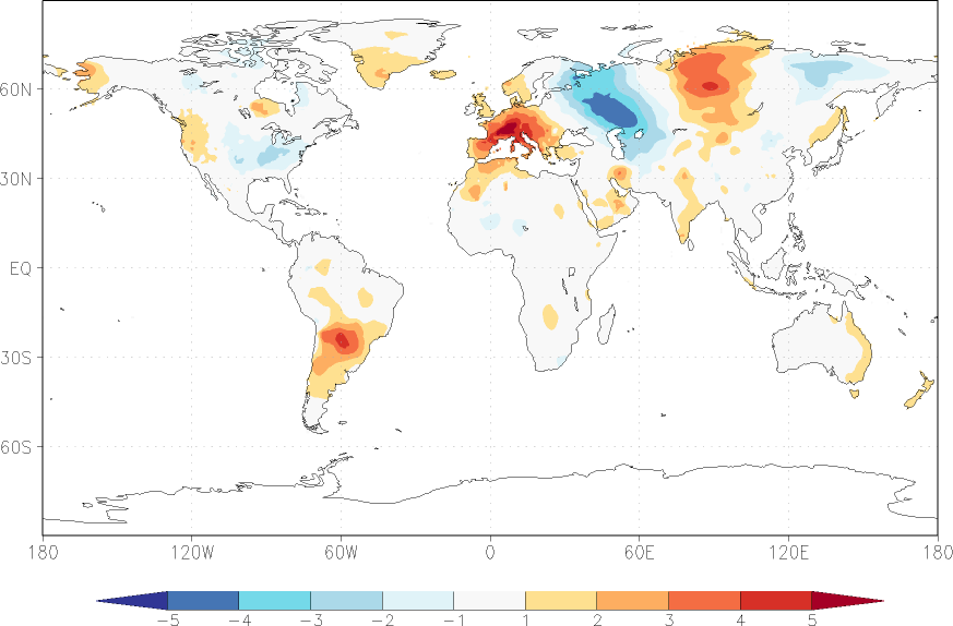 temperature (2m height, world) anomaly June  w.r.t. 1981-2010