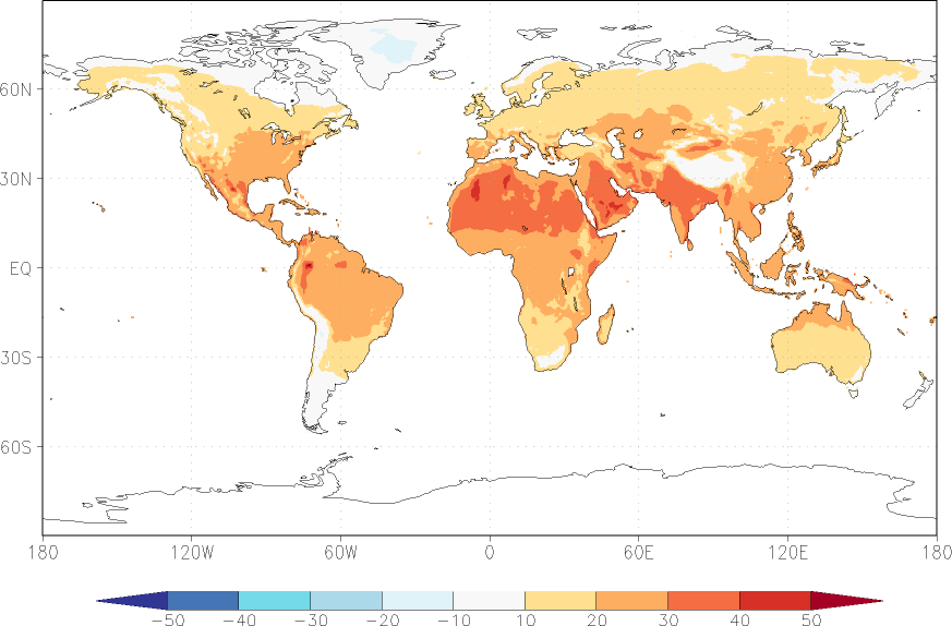 temperature (2m height, world) June  observed values