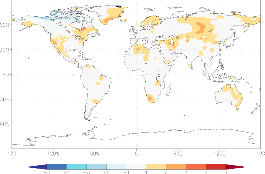 temperature (2m height, world) anomaly July  w.r.t. 1981-2010