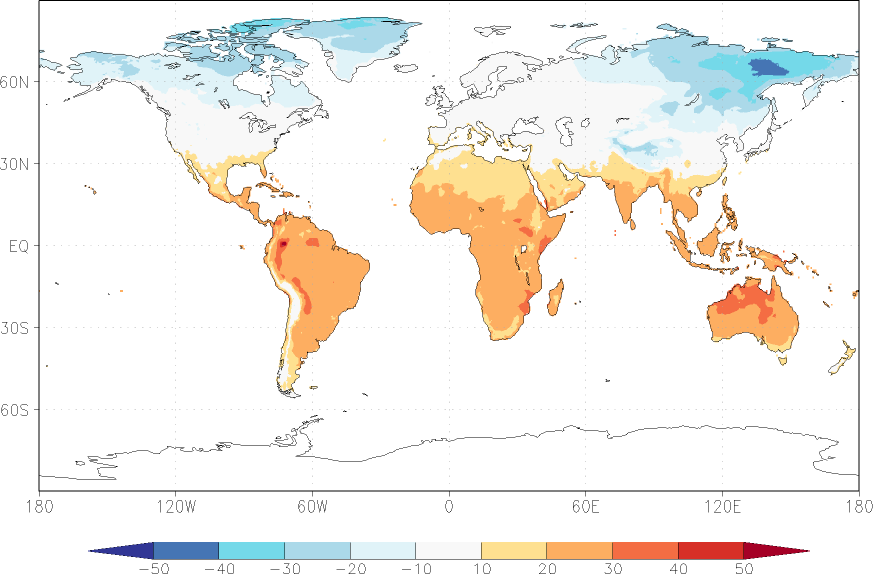 temperature (2m height, world) December  observed values