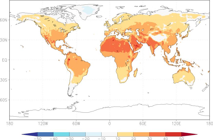 temperature (2m height, world) June  observed values