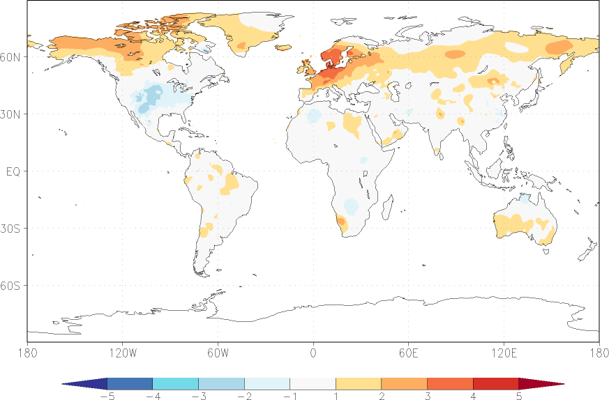 temperature (2m height, world) anomaly September  w.r.t. 1981-2010