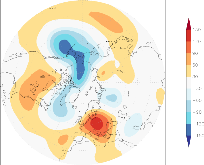 500mb height (northern hemisphere) anomaly December  w.r.t. 1981-2010
