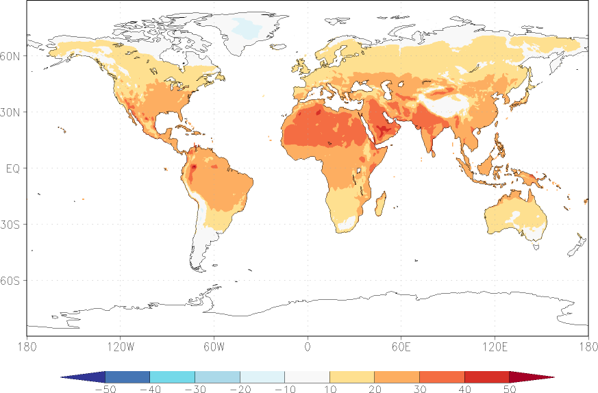 temperature (2m height, world) June  observed values