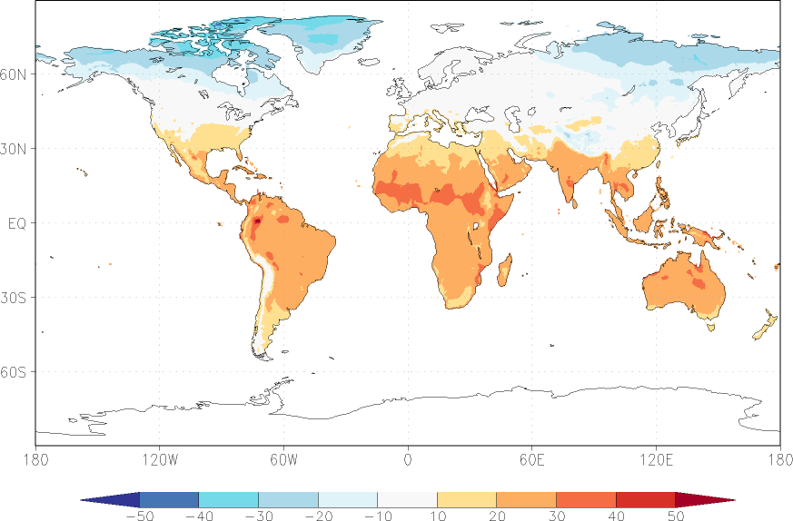 temperature (2m height, world) March  observed values