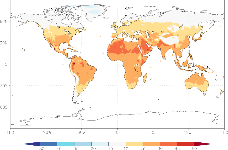 temperature (2m height, world) September  observed values