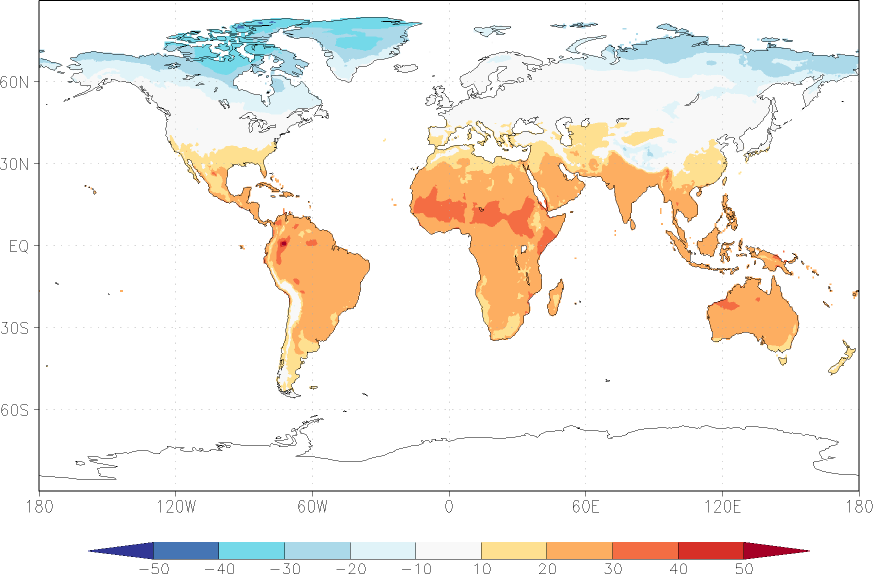 temperature (2m height, world) March  observed values