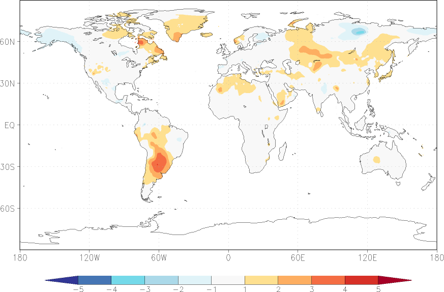 temperature (2m height, world) anomaly July  w.r.t. 1981-2010