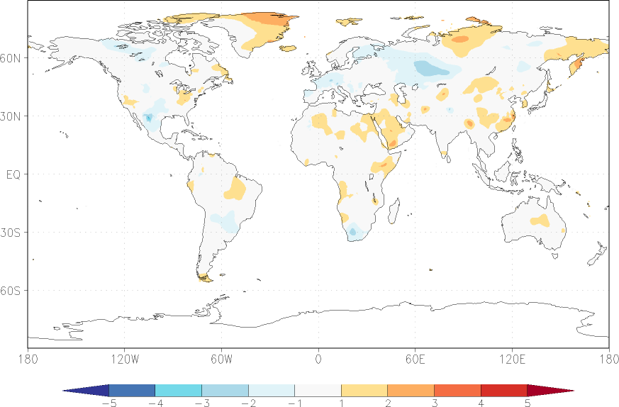 temperature (2m height, world) anomaly September  w.r.t. 1981-2010