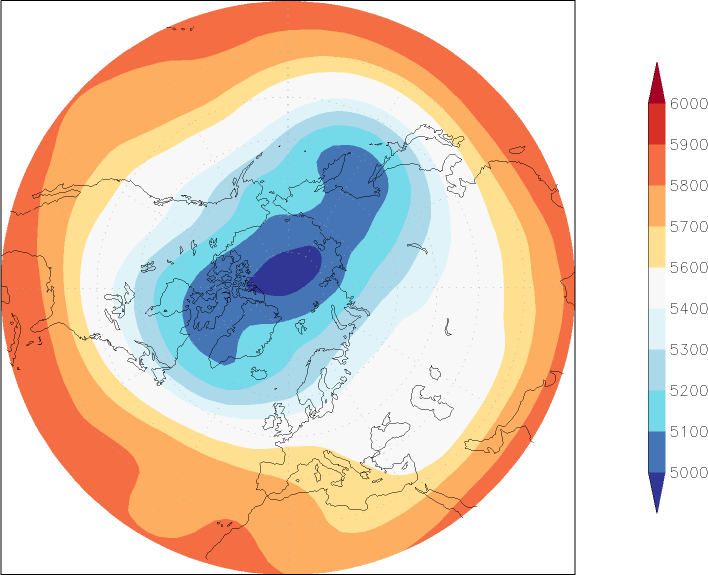 500mb height (northern hemisphere) January  observed values