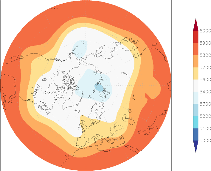 500mb height (northern hemisphere) May  observed values