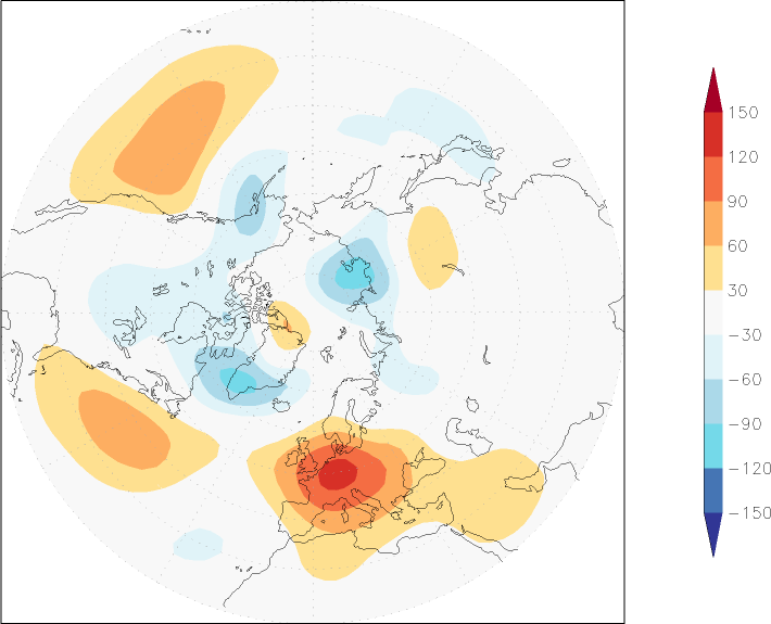 500mb height (northern hemisphere) anomaly February  w.r.t. 1981-2010