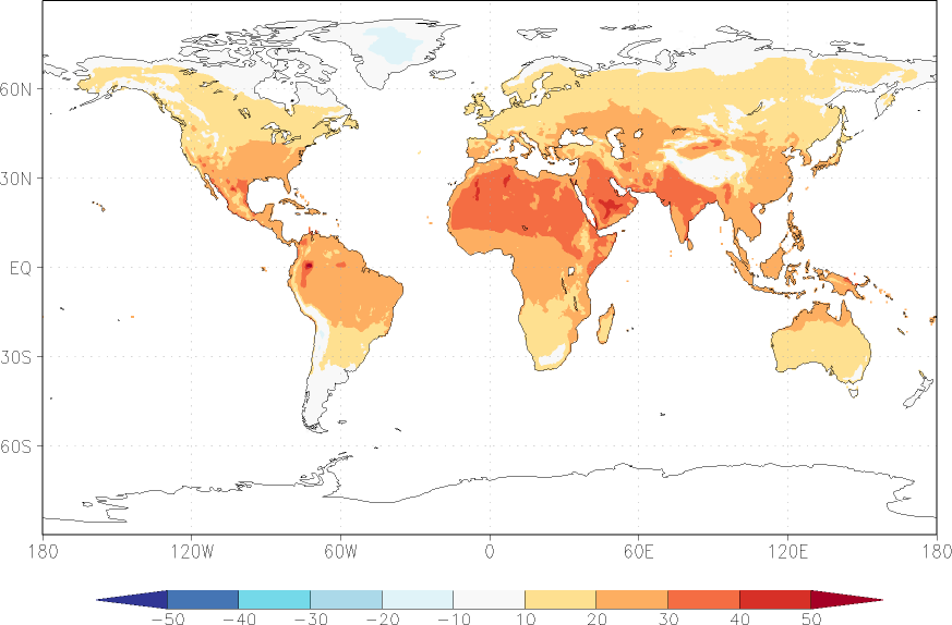 temperature (2m height, world) June  observed values