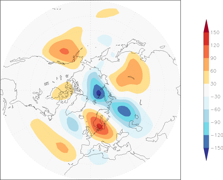 500mb height (northern hemisphere) anomaly April  w.r.t. 1981-2010