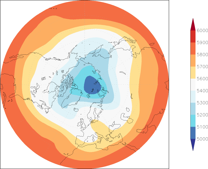 500mb height (northern hemisphere) April  observed values