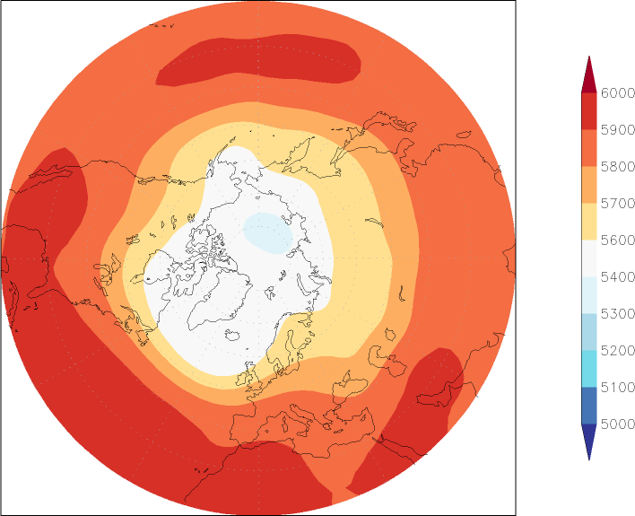 500mb height (northern hemisphere) August  observed values