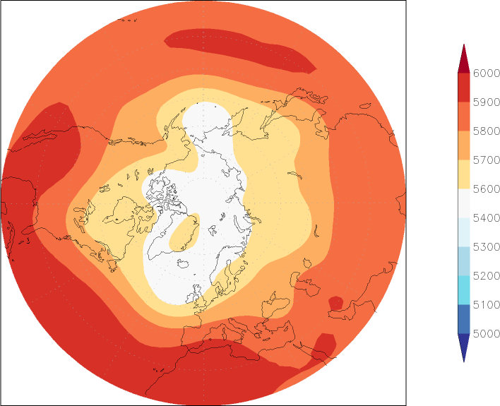 500mb height (northern hemisphere) July  observed values