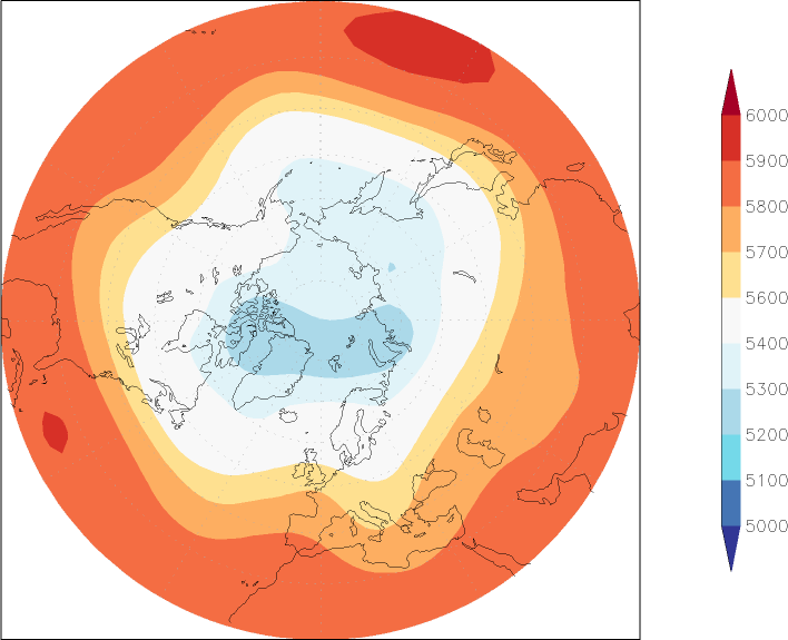 500mb height (northern hemisphere) October  observed values