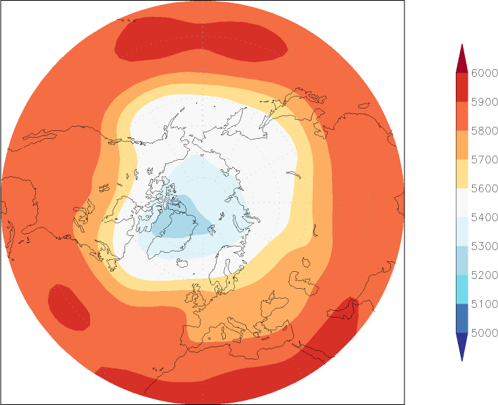 500mb height (northern hemisphere) September  observed values