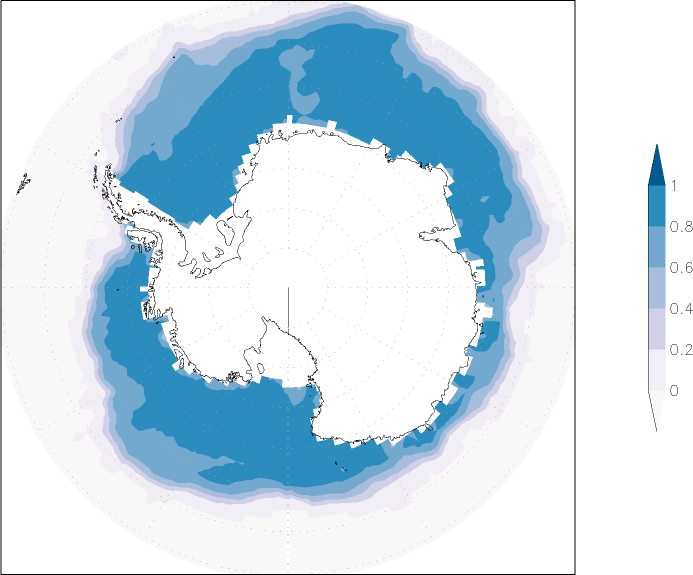 sea ice concentration (Antarctic) October  observed values
