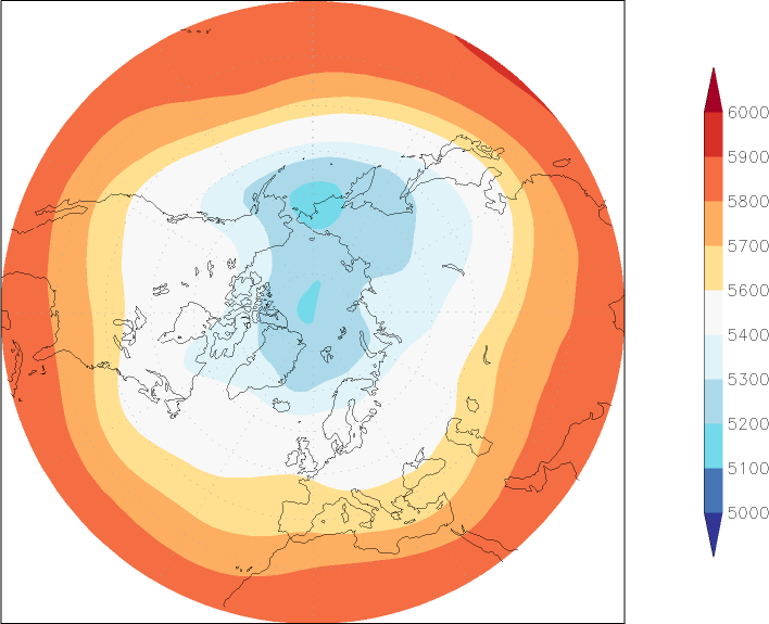 500mb height (northern hemisphere) April  observed values