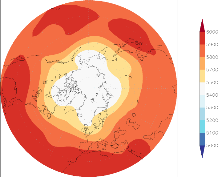 500mb height (northern hemisphere) August  observed values