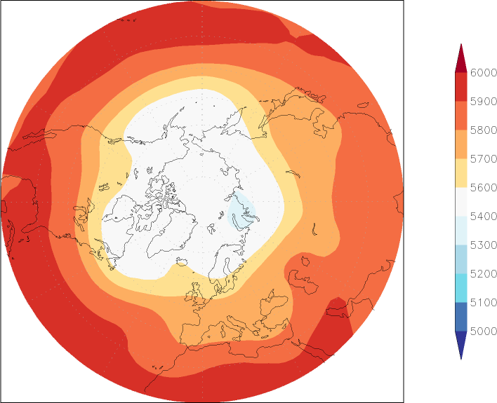 500mb height (northern hemisphere) June  observed values