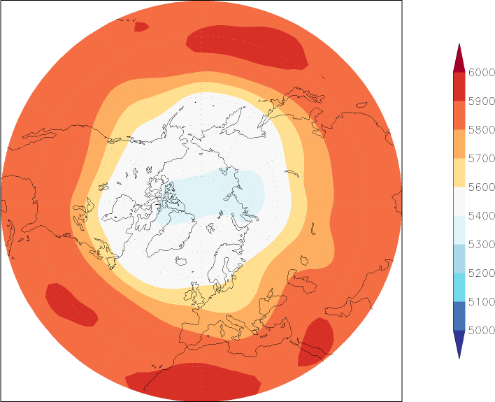 500mb height (northern hemisphere) September  observed values