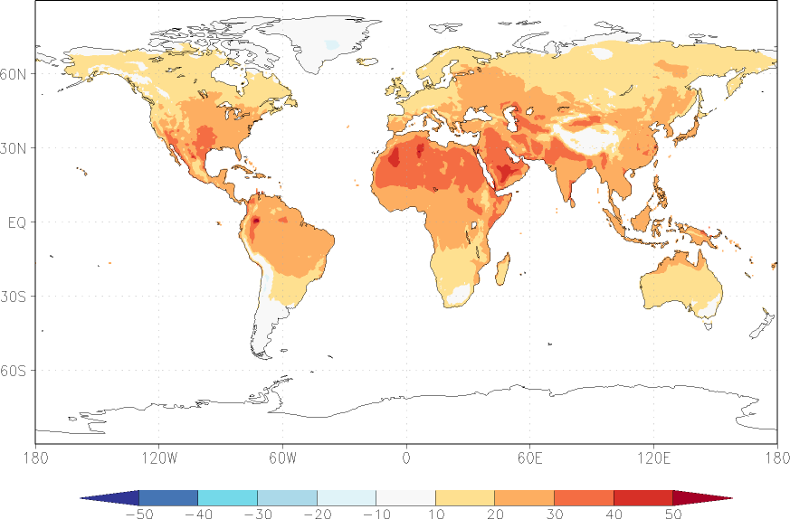 temperature (2m height, world) July  observed values